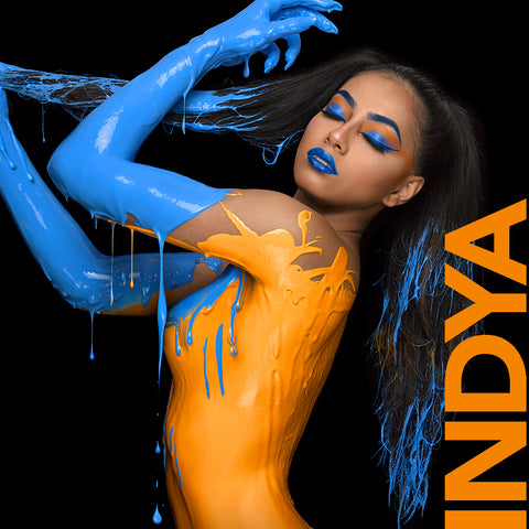 Indya in blue and orange by Nick Saglimbeni for Painted Princess Project