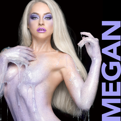Megan Renee in puple glitter by Nick Saglimbeni for Painted Princess Project
