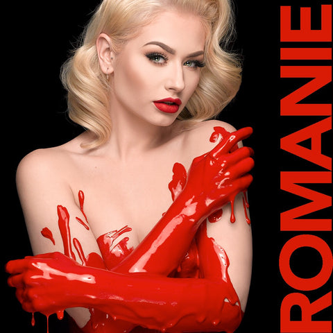 Romanie Smith in red by Nick Saglimbeni for Painted Princess Project